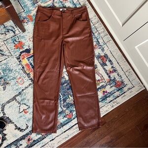 Steve Madden BB Dakota Mercer Vegan Leather Slim Pants in Cognac